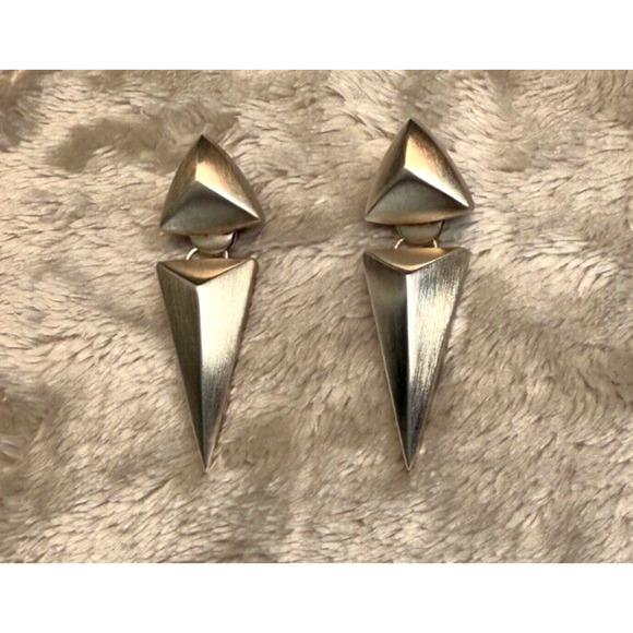 Kendra Scott Vivian Statement Drop Earrings Brushed Silver Tone NEW - Picture 3 of 4